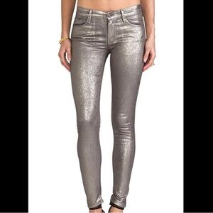 Mother The Looker Disturbing The Peace gunmetal metallic jeans/ pants 30